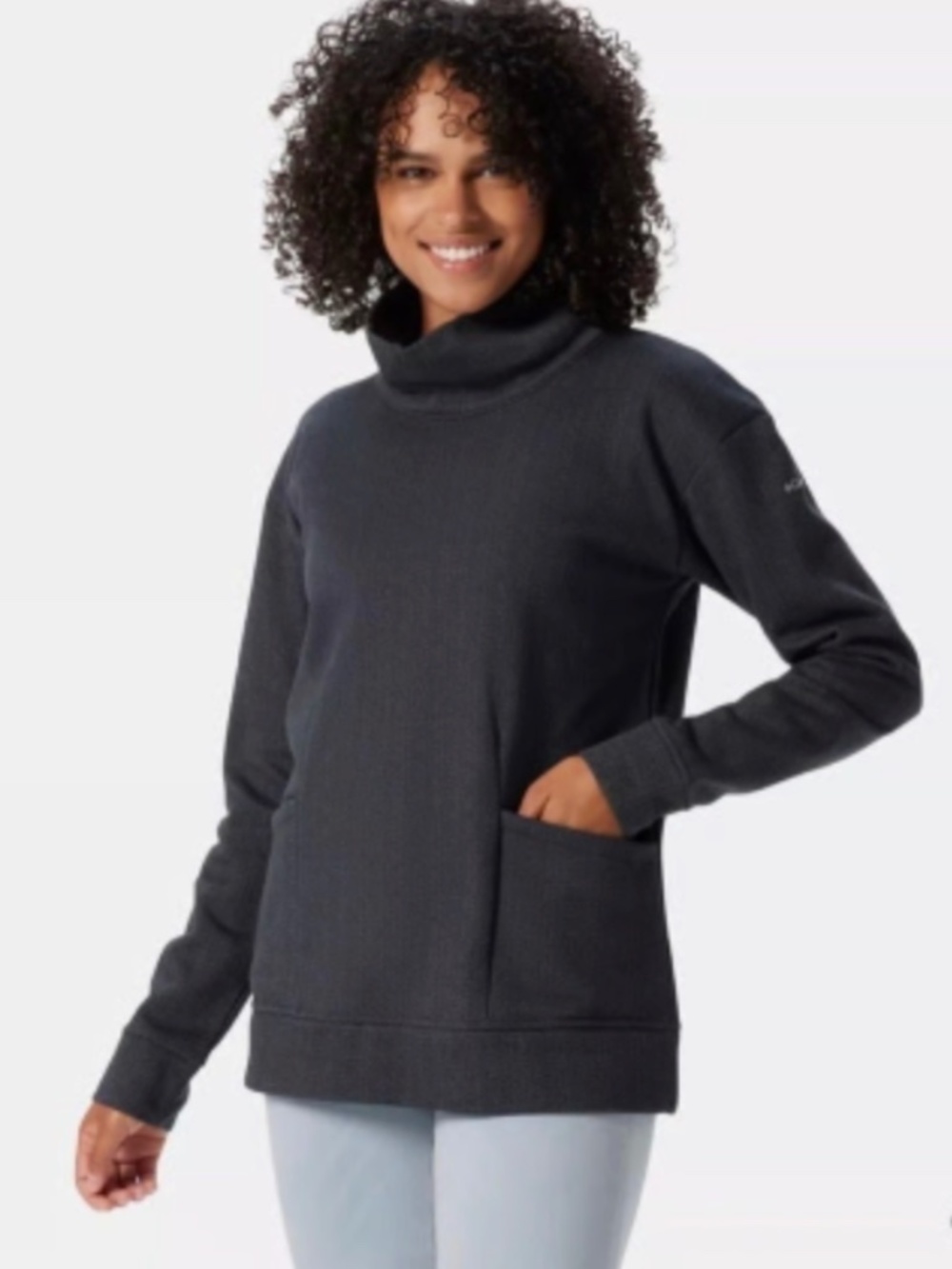 Columbia Funnel Neck Herringbone Gray Tunic size L